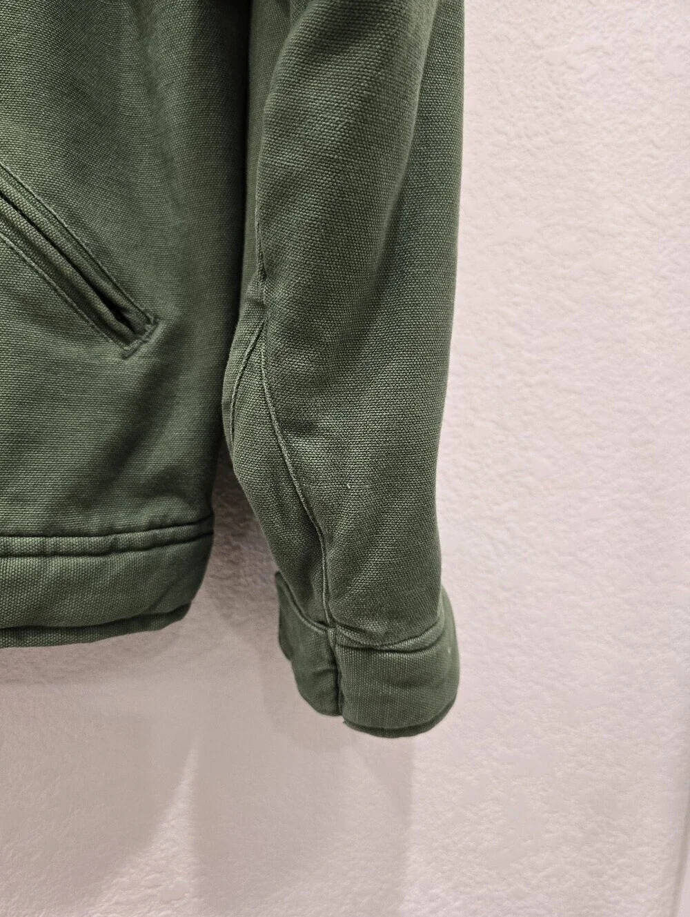 vintage green J.Crew 90's canvas work jacket with a black corduroy collar M